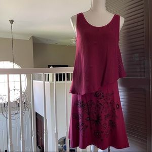 Vintage Spirit mesh sleeveless burgundy dress S